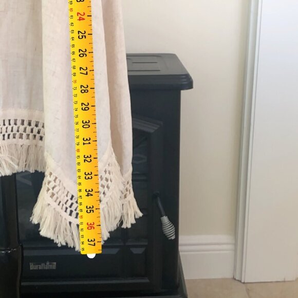 Bad Little Country Girl Tina Linen Blend Dress Crochet Fringe Hem Medium Boho - Picture 8 of 10